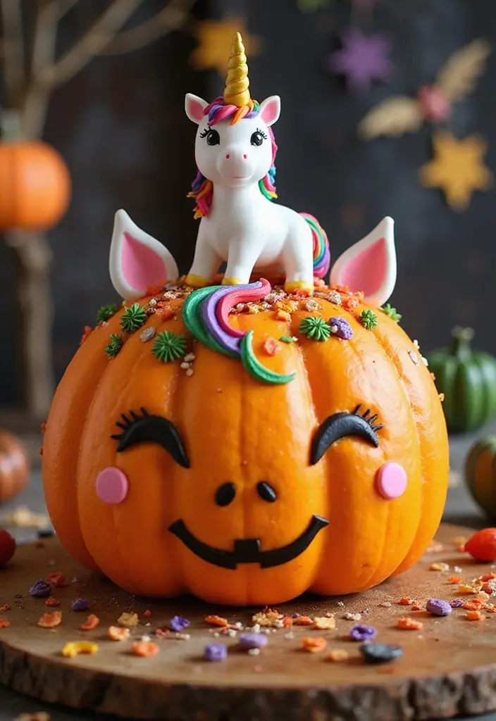 30 First Birthday Cake Ideas for Girls That Melt Hearts 6 30 First Birthday Cake Ideas for Girls That Melt Hearts - 6. Magical Unicorn Pumpkin Cake