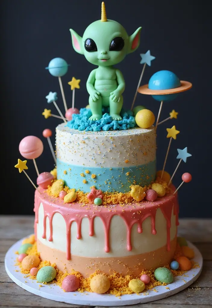 30 Funny Cake Design Ideas That Will Make Everyone Laugh - 10. The Alien Cake: Out of This World!