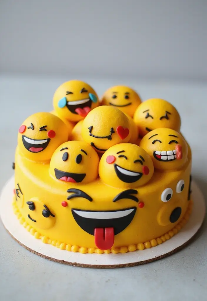 30 Funny Cake Design Ideas That Will Make Everyone Laugh - 15. The Emoji Cake: Smiles All Around