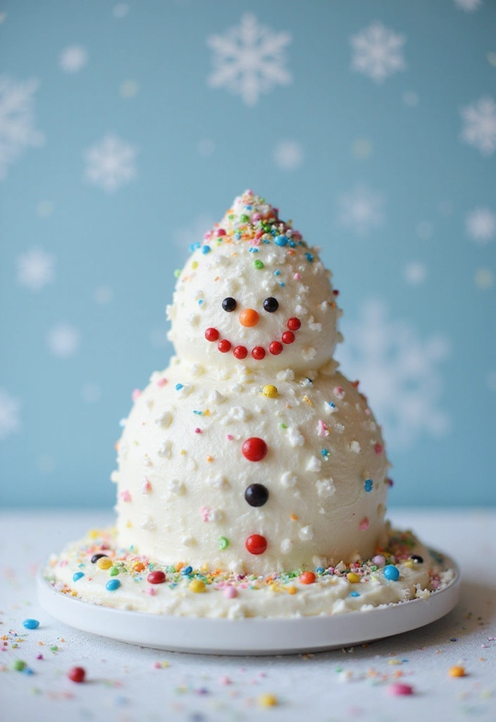 30 Funny Cake Design Ideas That Will Make Everyone Laugh - 24. The Snowman Cake: Winter Wonder