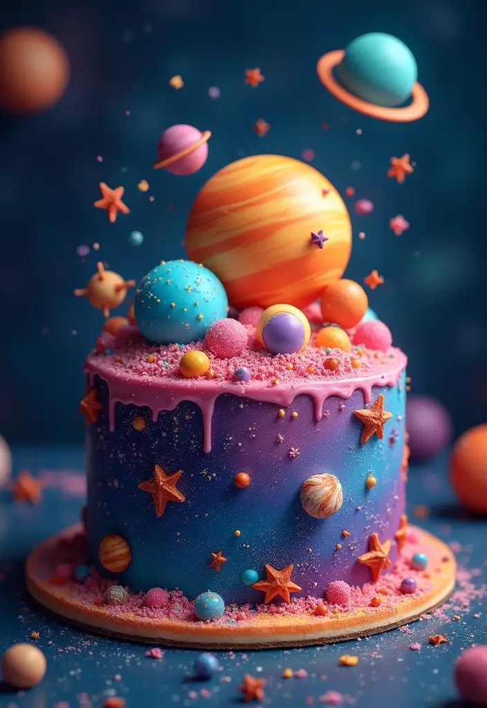 30 Funny Cake Design Ideas That Will Make Everyone Laugh - 26. The Space Cake: A Cosmic Adventure