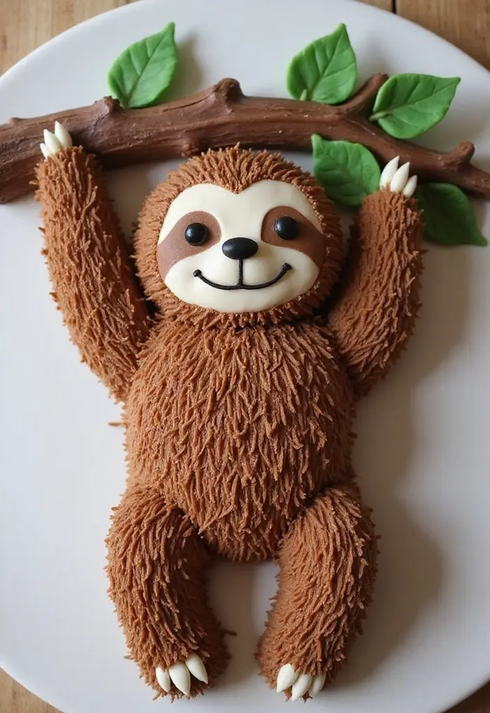 30 Funny Cake Design Ideas That Will Make Everyone Laugh - 3. The Sloth Cake: Slow and Steady Wins the Race