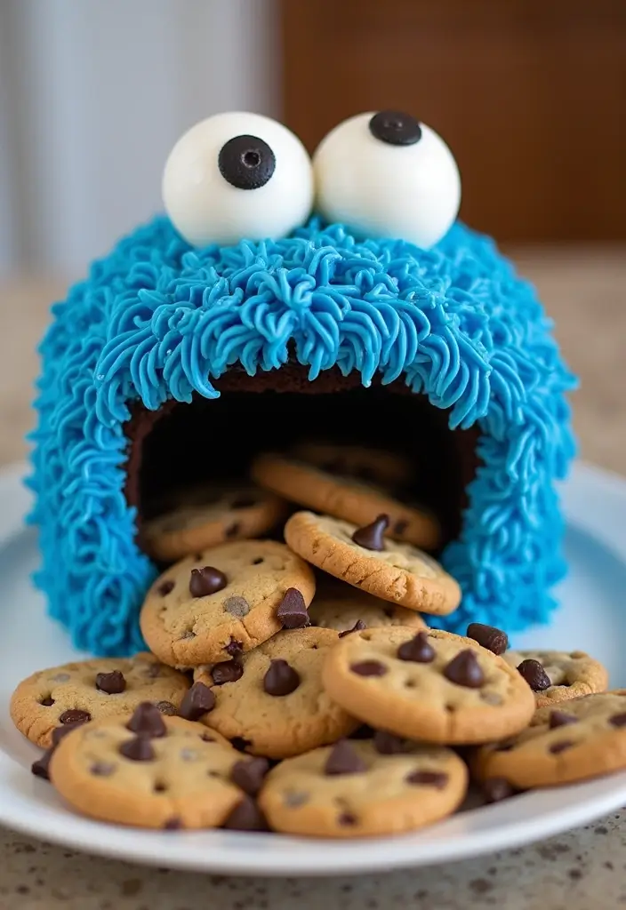 30 Funny Cake Design Ideas That Will Make Everyone Laugh - 5. The Cookie Monster Cake: A Sweet Mess