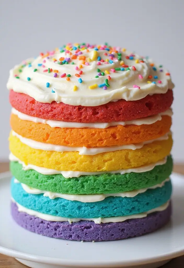 30 Funny Cake Design Ideas That Will Make Everyone Laugh - 7. The Rainbow Cake: A Colorful Delight