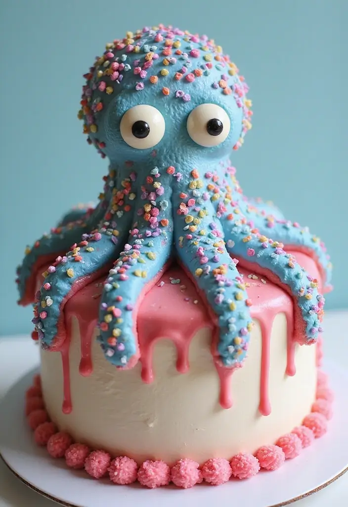 30 Funny Cake Design Ideas That Will Make Everyone Laugh - 9. The Octopus Cake: A Tentacular Treat