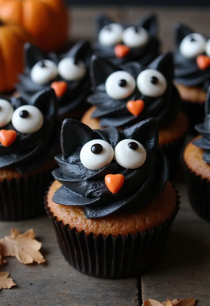 30 Halloween Baking Ideas That Look Spooky and Fun 10 30 Halloween Baking Ideas That Look Spooky and Fun - 10. Black Cat Cupcakes