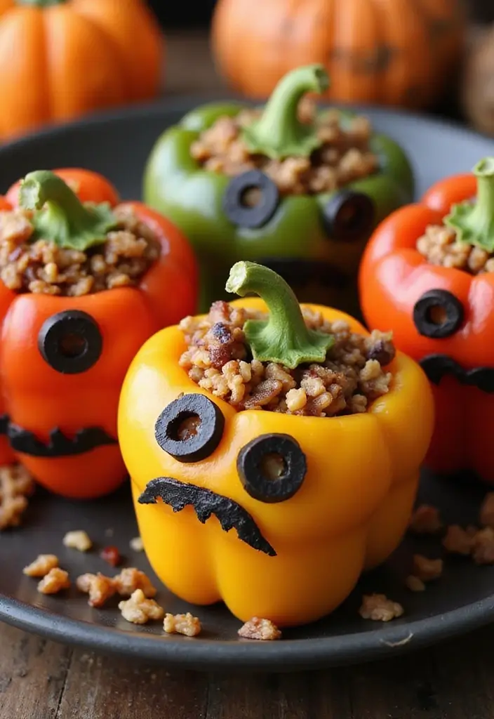 30 Halloween Baking Ideas That Look Spooky and Fun 17 30 Halloween Baking Ideas That Look Spooky and Fun - 17. Scary Stuffed Peppers
