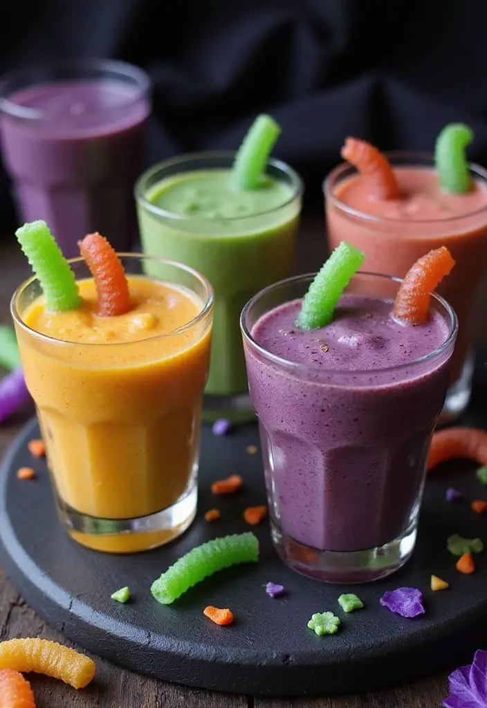 30 Halloween Baking Ideas That Look Spooky and Fun 18 30 Halloween Baking Ideas That Look Spooky and Fun - 18. Witch's Potion Smoothies