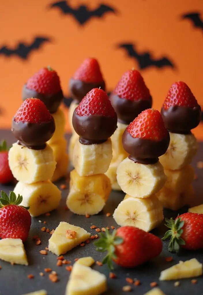 30 Halloween Baking Ideas That Look Spooky and Fun 19 30 Halloween Baking Ideas That Look Spooky and Fun - 19. Chocolate-Dipped Fruit Skewers