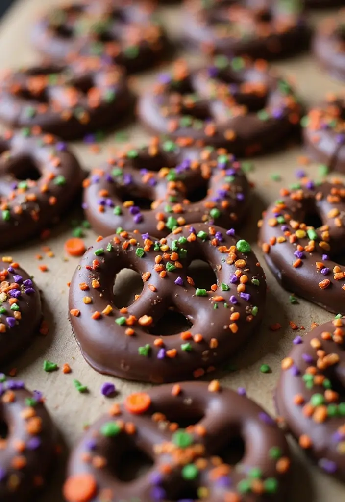 30 Halloween Baking Ideas That Look Spooky and Fun 23 30 Halloween Baking Ideas That Look Spooky and Fun - 23. Spooky Chocolate-Covered Pretzels