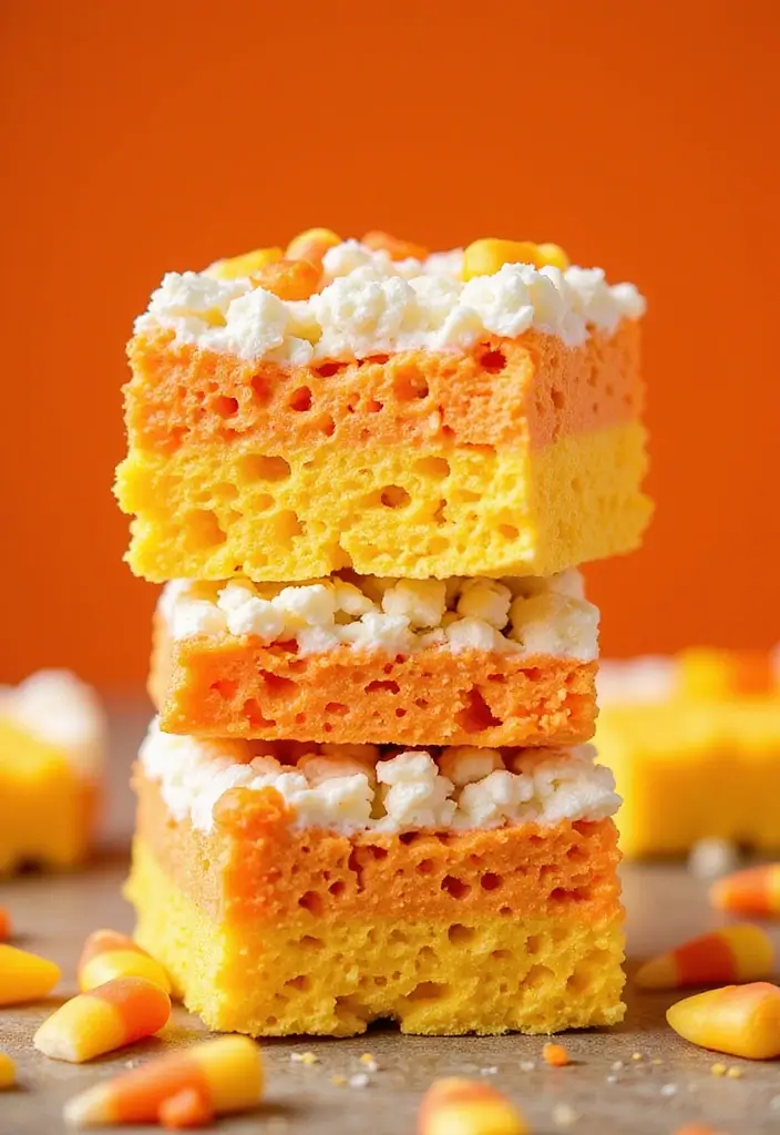 30 Halloween Baking Ideas That Look Spooky and Fun 8 30 Halloween Baking Ideas That Look Spooky and Fun - 8. Candy Corn Rice Crispy Treats