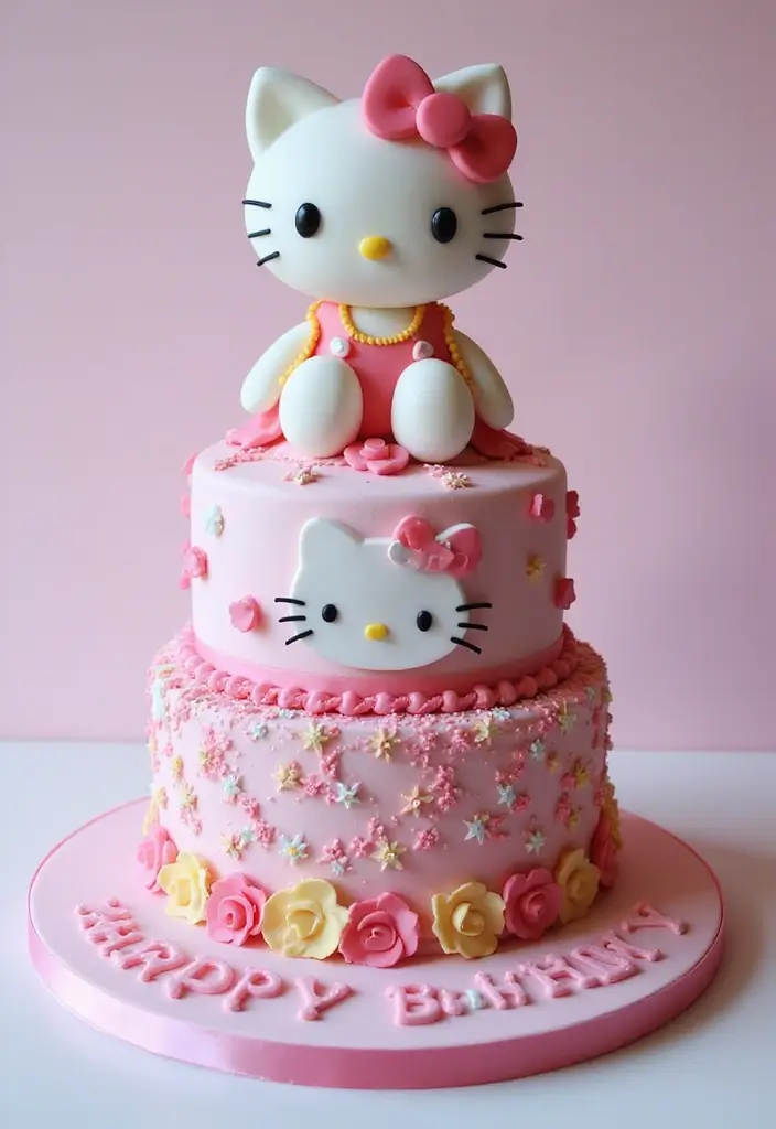 30 Hello Kitty Cake Ideas That Are Adorable and Cute 10 30 Hello Kitty Cake Ideas That Are Adorable and Cute - 10. Hello Kitty Layer Cake