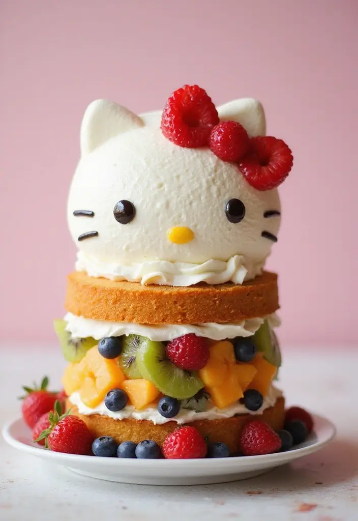 30 Hello Kitty Cake Ideas That Are Adorable and Cute 17 30 Hello Kitty Cake Ideas That Are Adorable and Cute - 17. Hello Kitty Fruit Cake
