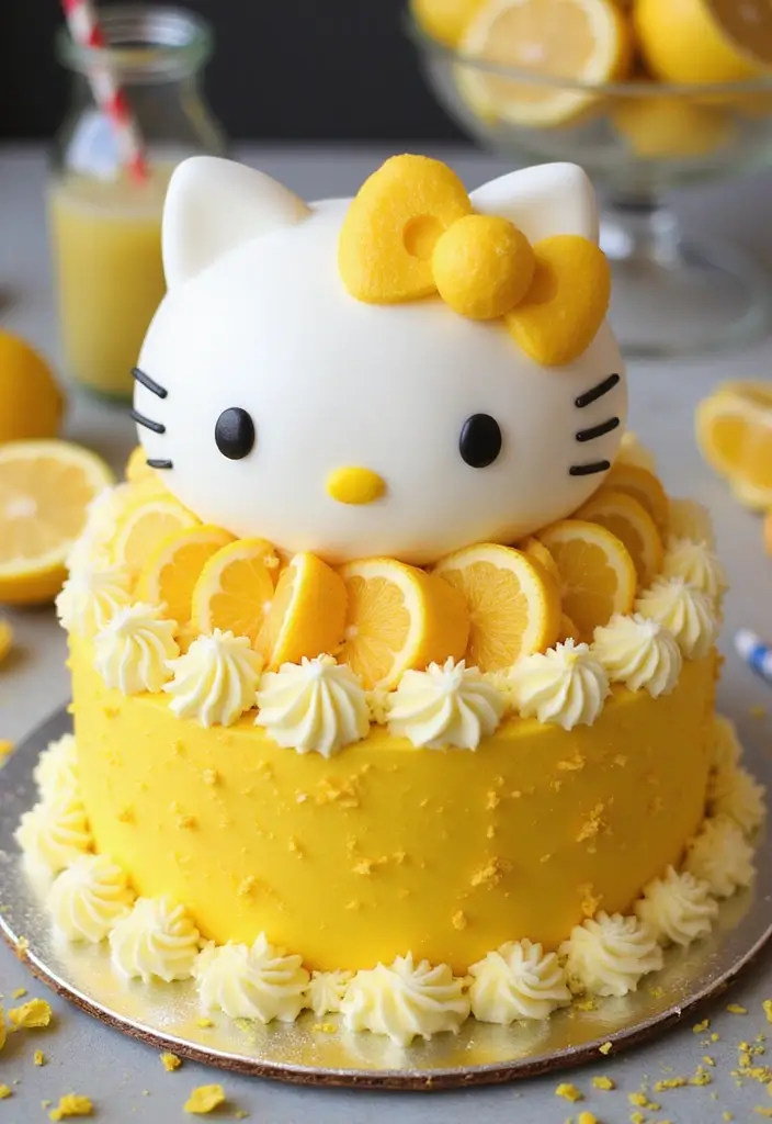 30 Hello Kitty Cake Ideas That Are Adorable and Cute 20 30 Hello Kitty Cake Ideas That Are Adorable and Cute - 20. Hello Kitty Lemonade Cake