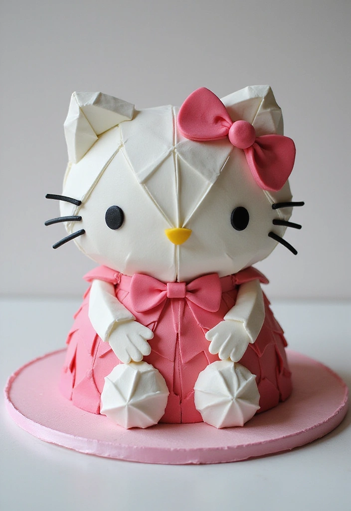 30 Hello Kitty Cake Ideas That Are Adorable and Cute 27 30 Hello Kitty Cake Ideas That Are Adorable and Cute - 27. Hello Kitty Origami Cake