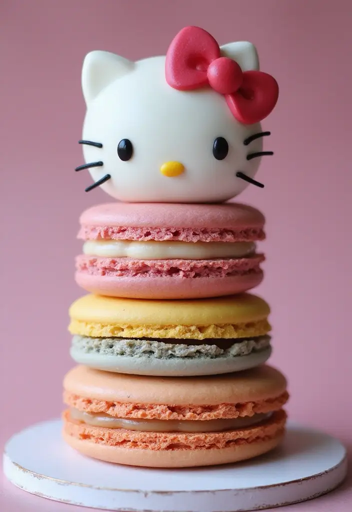 30 Hello Kitty Cake Ideas That Are Adorable and Cute 29 30 Hello Kitty Cake Ideas That Are Adorable and Cute - 29. Hello Kitty Macaron Cake