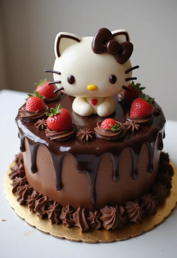 30 Hello Kitty Cake Ideas That Are Adorable and Cute 4 30 Hello Kitty Cake Ideas That Are Adorable and Cute - 4. Chocolate Hello Kitty Cake