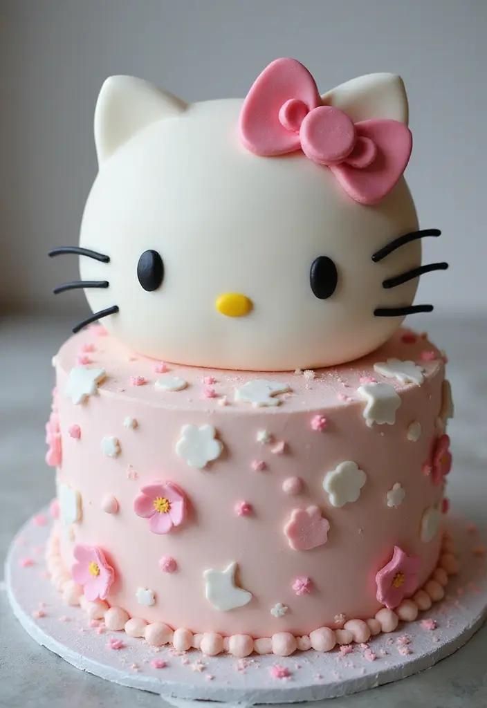 30 Hello Kitty Cake Ideas That Are Adorable and Cute 6 30 Hello Kitty Cake Ideas That Are Adorable and Cute - 6. Hello Kitty Fondant Cake