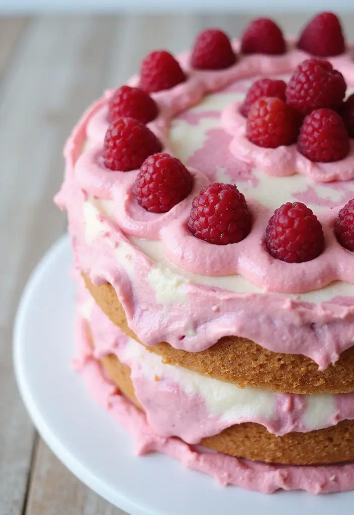 30 Pink Birthday Cake Ideas That Feel Fun and Feminine 1 30 Pink Birthday Cake Ideas That Feel Fun and Feminine - 1. Raspberry Swirl Vegan Cake