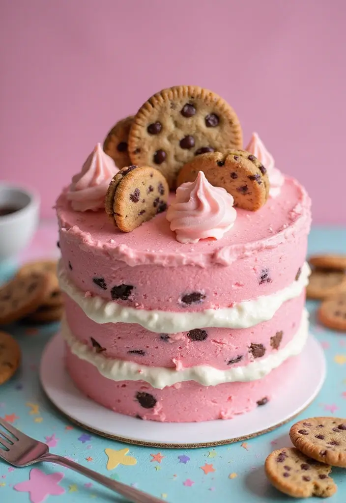 30 Pink Birthday Cake Ideas That Feel Fun and Feminine 9 30 Pink Birthday Cake Ideas That Feel Fun and Feminine - 9. Pink Cookie Dough Cake