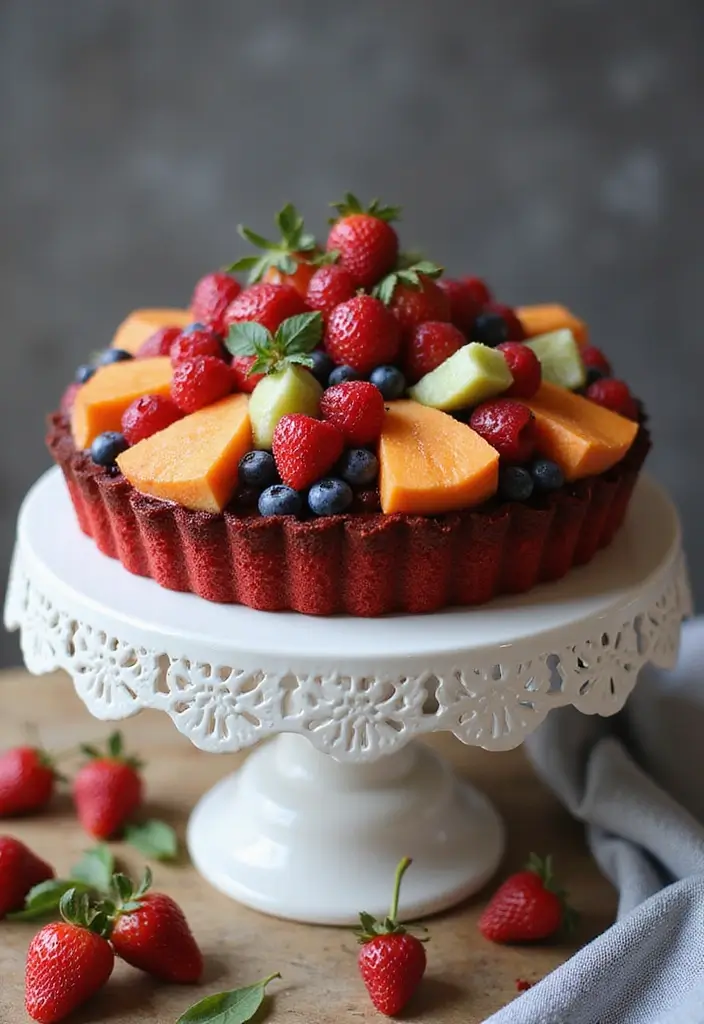 30 Red Cake Ideas That Look Stunning and Unique - 17. Red Velvet Fruit Tart