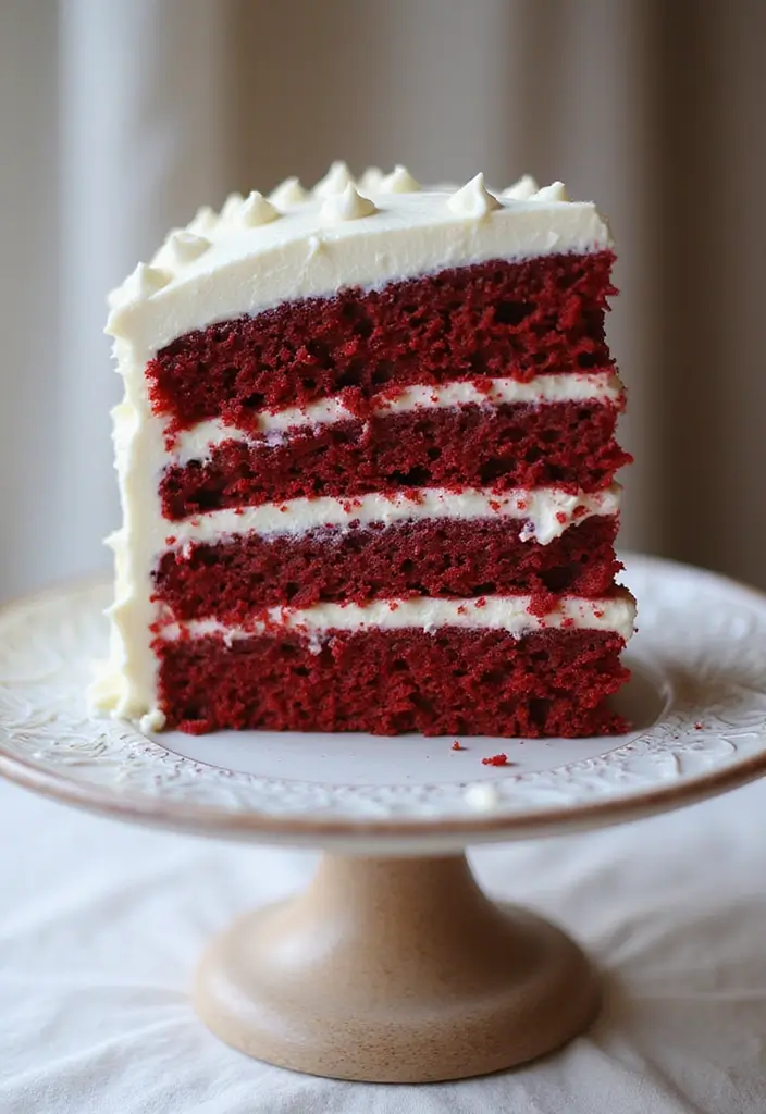 30 Red Cake Ideas That Look Stunning and Unique - 3. Red Velvet Layer Cake with Whipped Cream