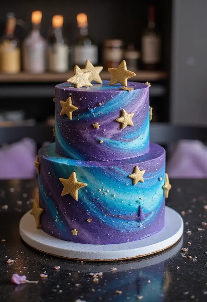 30 Star Wars Cake Ideas Every Fan Will Want at Their Party 18 30 Star Wars Cake Ideas Every Fan Will Want at Their Party - 18. Force Awakens Galaxy Cake