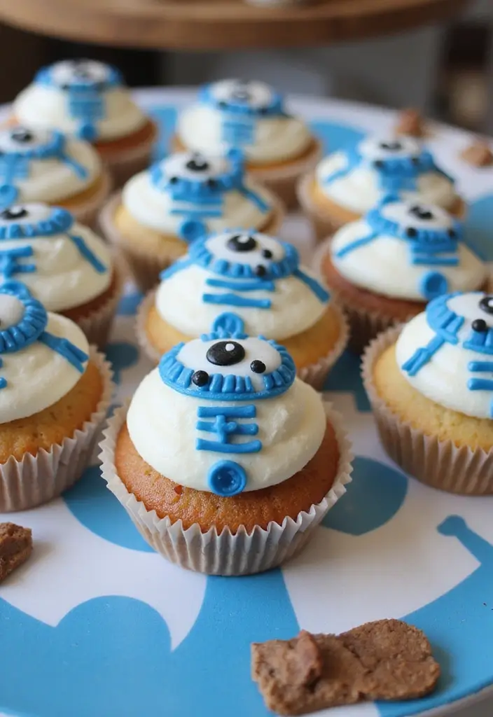 30 Star Wars Cake Ideas Every Fan Will Want at Their Party 23 30 Star Wars Cake Ideas Every Fan Will Want at Their Party - 23. R2-D2 Cupcakes
