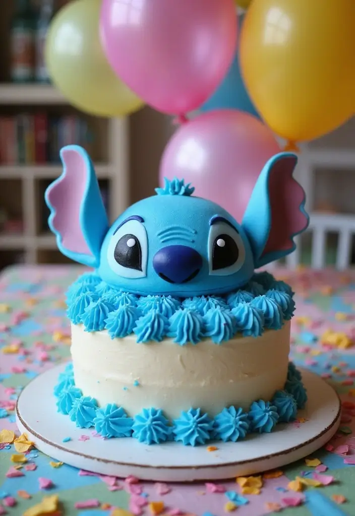 30 Stitch Birthday Cake Designs That Look Cute and Playful 1 30 Stitch Birthday Cake Designs That Look Cute and Playful - 1. Classic Stitch Face Cake
