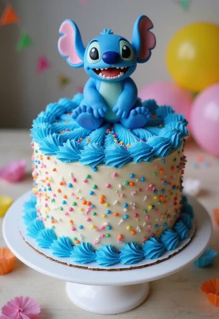 30 Stitch Birthday Cake Designs That Look Cute and Playful 10 30 Stitch Birthday Cake Designs That Look Cute and Playful - 10. Stitch Funfetti Cake