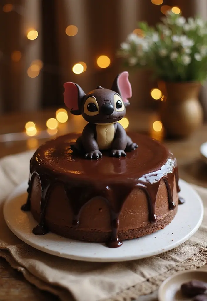 30 Stitch Birthday Cake Designs That Look Cute and Playful 11 30 Stitch Birthday Cake Designs That Look Cute and Playful - 11. Stitch Chocolate Ganache Cake