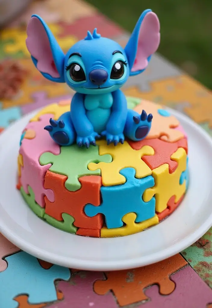 30 Stitch Birthday Cake Designs That Look Cute and Playful 17 30 Stitch Birthday Cake Designs That Look Cute and Playful - 17. Stitch Puzzle Cake