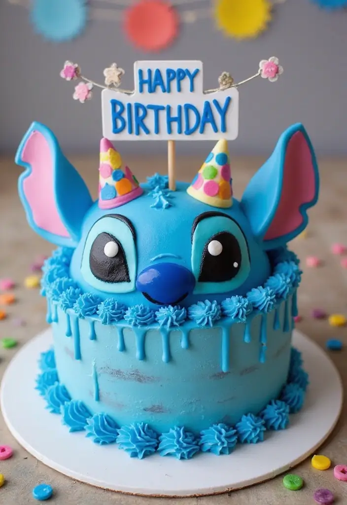 30 Stitch Birthday Cake Designs That Look Cute and Playful 20 30 Stitch Birthday Cake Designs That Look Cute and Playful - 20. Stitch Topsy-Turvy Cake
