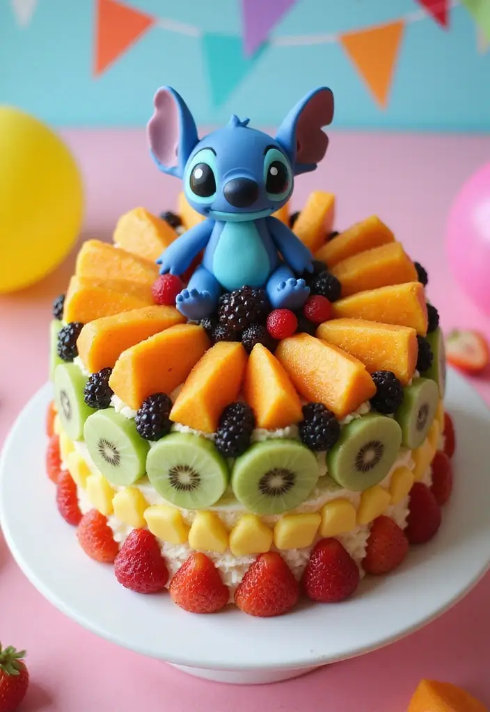 30 Stitch Birthday Cake Designs That Look Cute and Playful 26 30 Stitch Birthday Cake Designs That Look Cute and Playful - 26. Stitch Fruit Cake