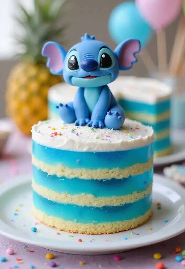 30 Stitch Birthday Cake Designs That Look Cute and Playful 30 30 Stitch Birthday Cake Designs That Look Cute and Playful - 30. Stitch Birthday Layered Jelly Cake