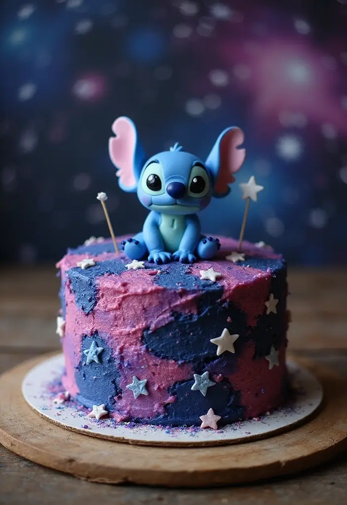 30 Stitch Birthday Cake Designs That Look Cute and Playful 8 30 Stitch Birthday Cake Designs That Look Cute and Playful - 8. Stitch Galaxy Cake