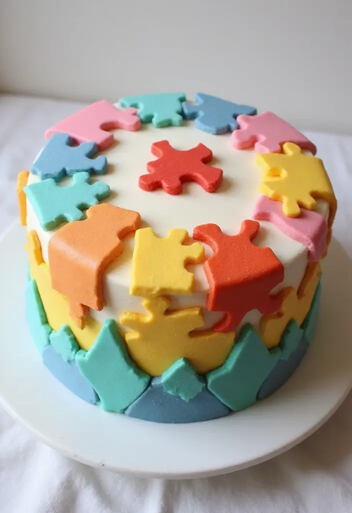 30 Unique 50th Birthday Cake Designs to Celebrate in Style 13 30 Unique 50th Birthday Cake Designs to Celebrate in Style - 13. Puzzle Piece Cake
