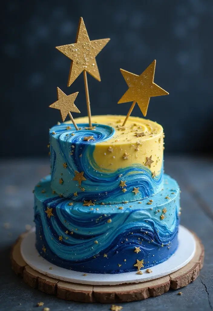 30 Unique 50th Birthday Cake Designs to Celebrate in Style 14 30 Unique 50th Birthday Cake Designs to Celebrate in Style - 14. Starry Night Cake