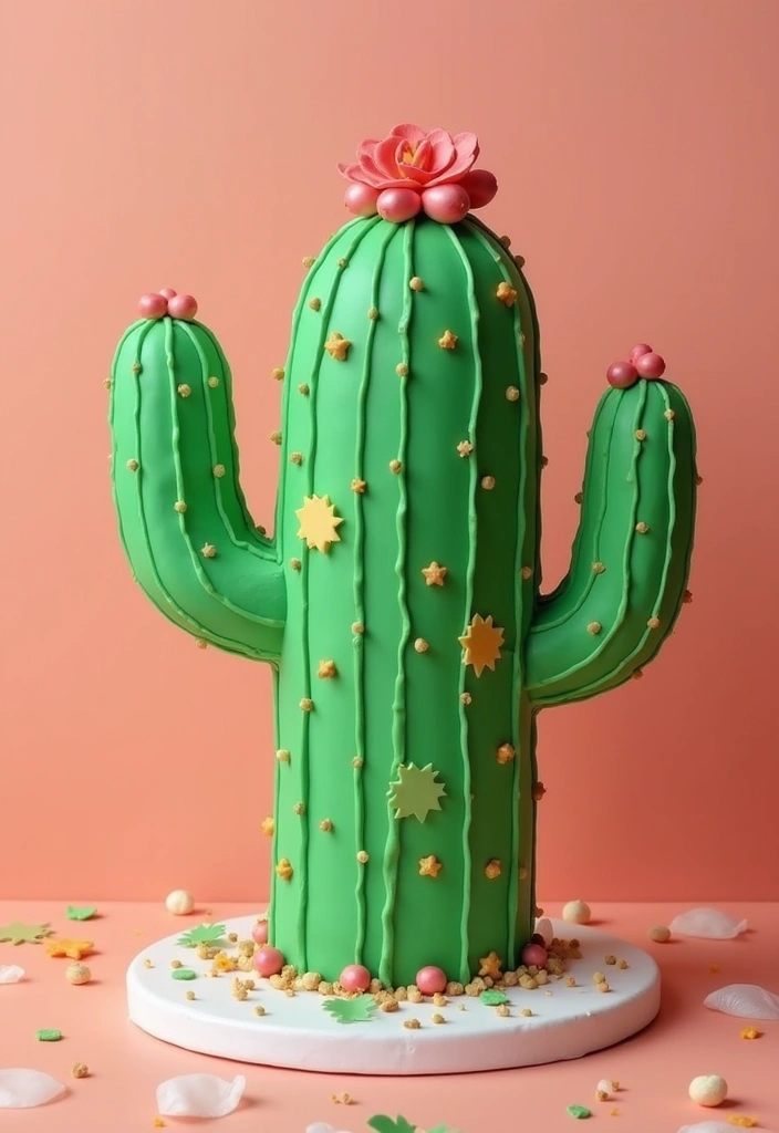 30 Unique 50th Birthday Cake Designs to Celebrate in Style 23 30 Unique 50th Birthday Cake Designs to Celebrate in Style - 23. Cactus Cake