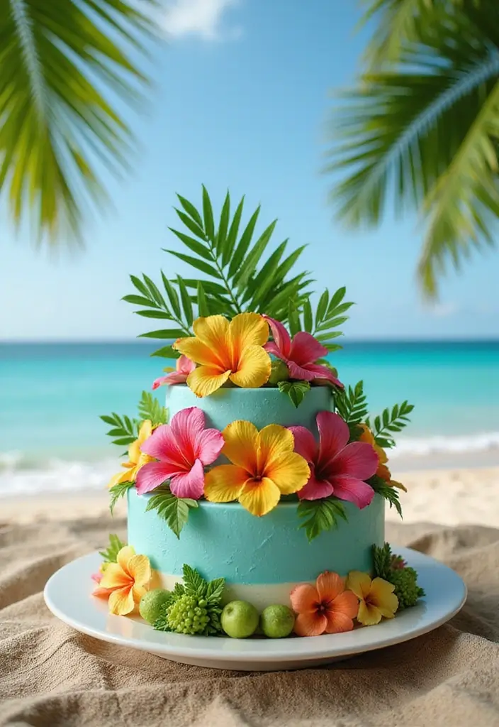 30 Unique 50th Birthday Cake Designs to Celebrate in Style 6 30 Unique 50th Birthday Cake Designs to Celebrate in Style - 6. Tropical Paradise Cake