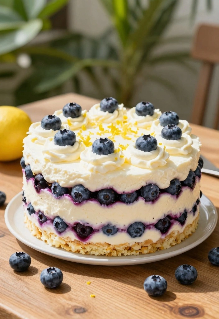 10 Ice Box Cake Recipes for Cool Creamy No Bake Desserts - 2. Refreshing Lemon Blueberry Ice Box Cake