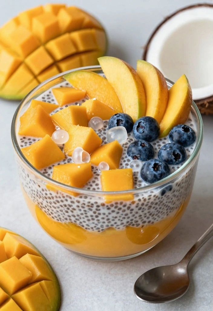 10 Raw Dessert Recipes for Fresh No Bake Healthy Treats - 5. Mango Coconut Chia Pudding
