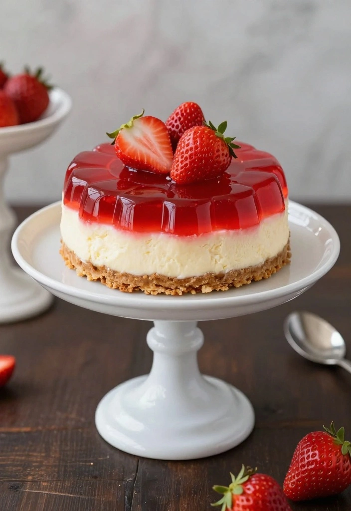 10 Strawberry Jello Dessert Recipes for Fun Bright Retro Treats 67 10 Strawberry Jello Dessert Recipes for Fun Bright Retro Treats - 7. Strawberry Jello Cheesecake