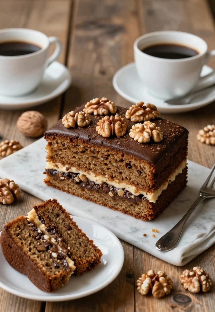 10 Two Layer Cake Recipes for Simple Beautiful Celebration Bakes - 7. Coffee and Walnut Cake