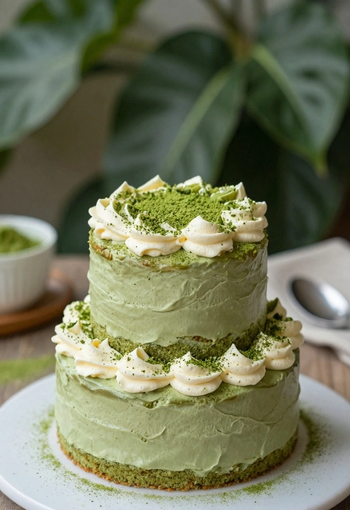 10 Two Layer Cake Recipes for Simple Beautiful Celebration Bakes - 8. Matcha Green Tea Cake