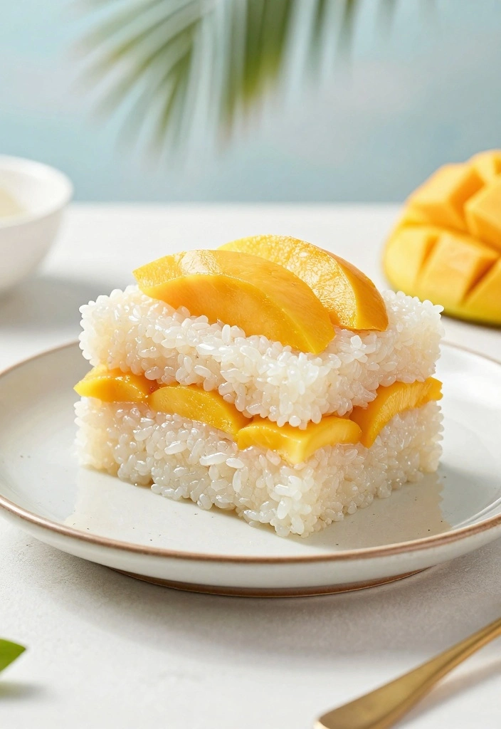12 Fruit Filled Cake Recipes for Moist Bright Fresh Flavor - 11. Mango Sticky Rice Cake