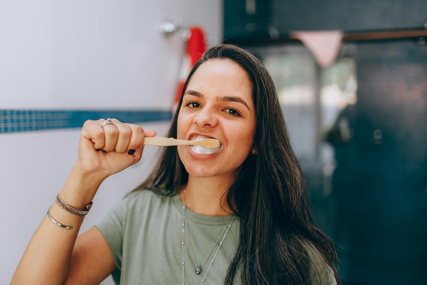 brushing teeth with baking soda