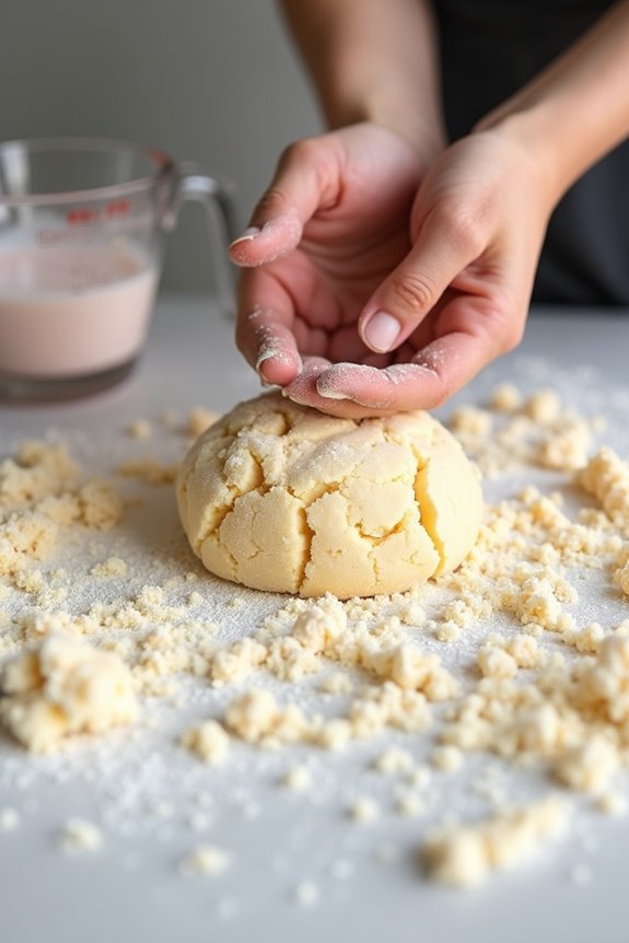 liquid gradually gently knead to cohesion